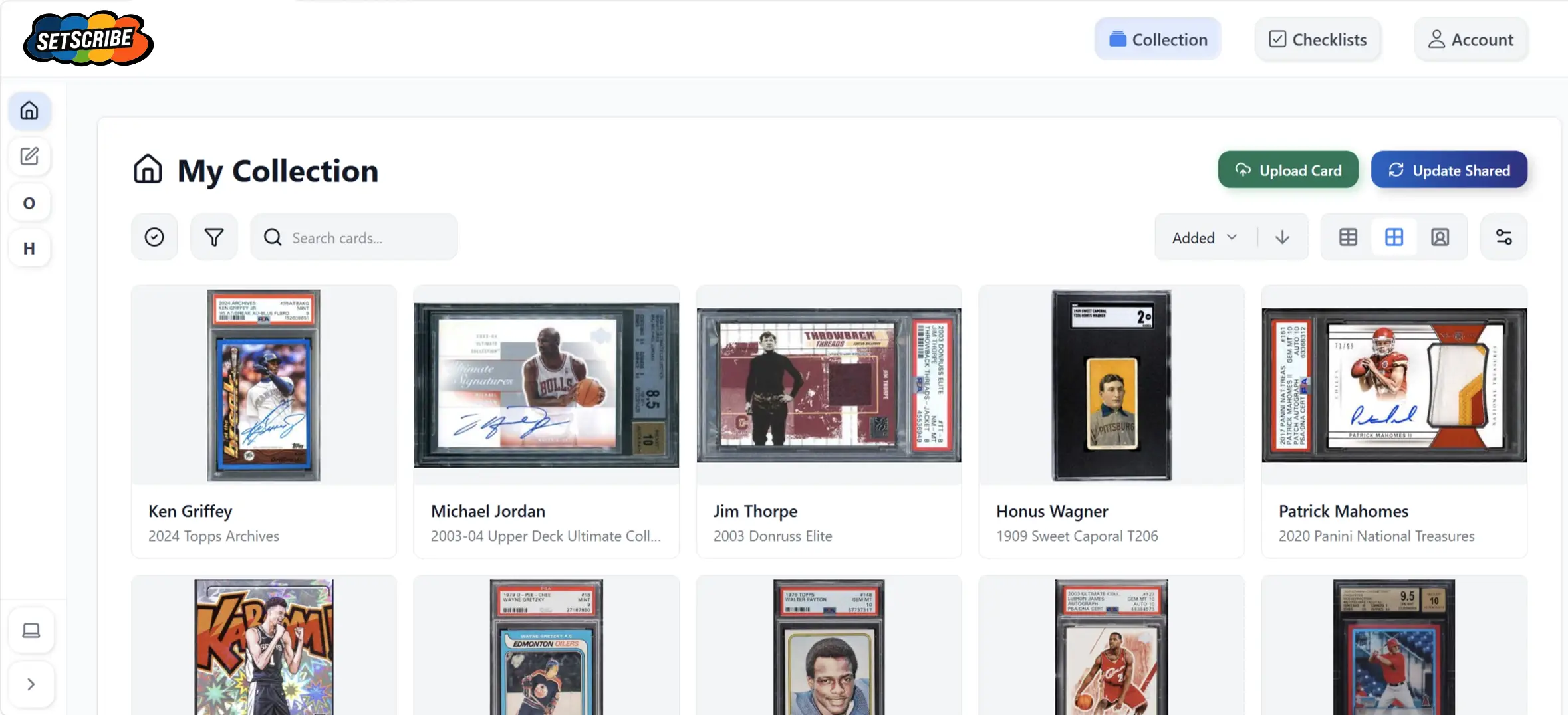 Web application collection gallery and management interface